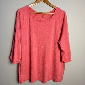 HYBA Women's 1/2 Sleeve Lightweight Sweatshirt Activewear Coral Pink Size 2X
